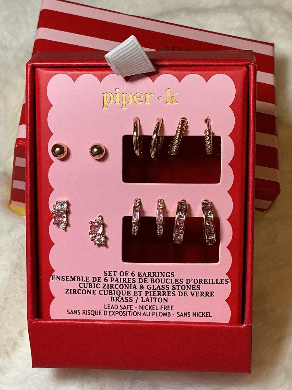 Piper K 6-Pair Pink & Gold Earring Set